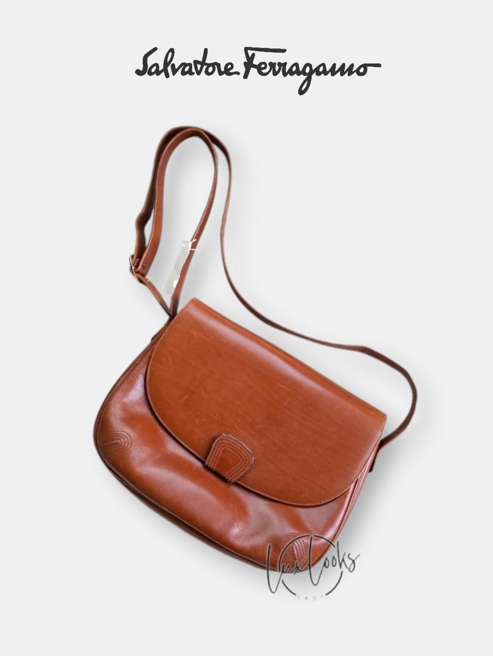Salvatore Ferragamo Brown Leather Crossbody Bag Vintage Classic VGUC
